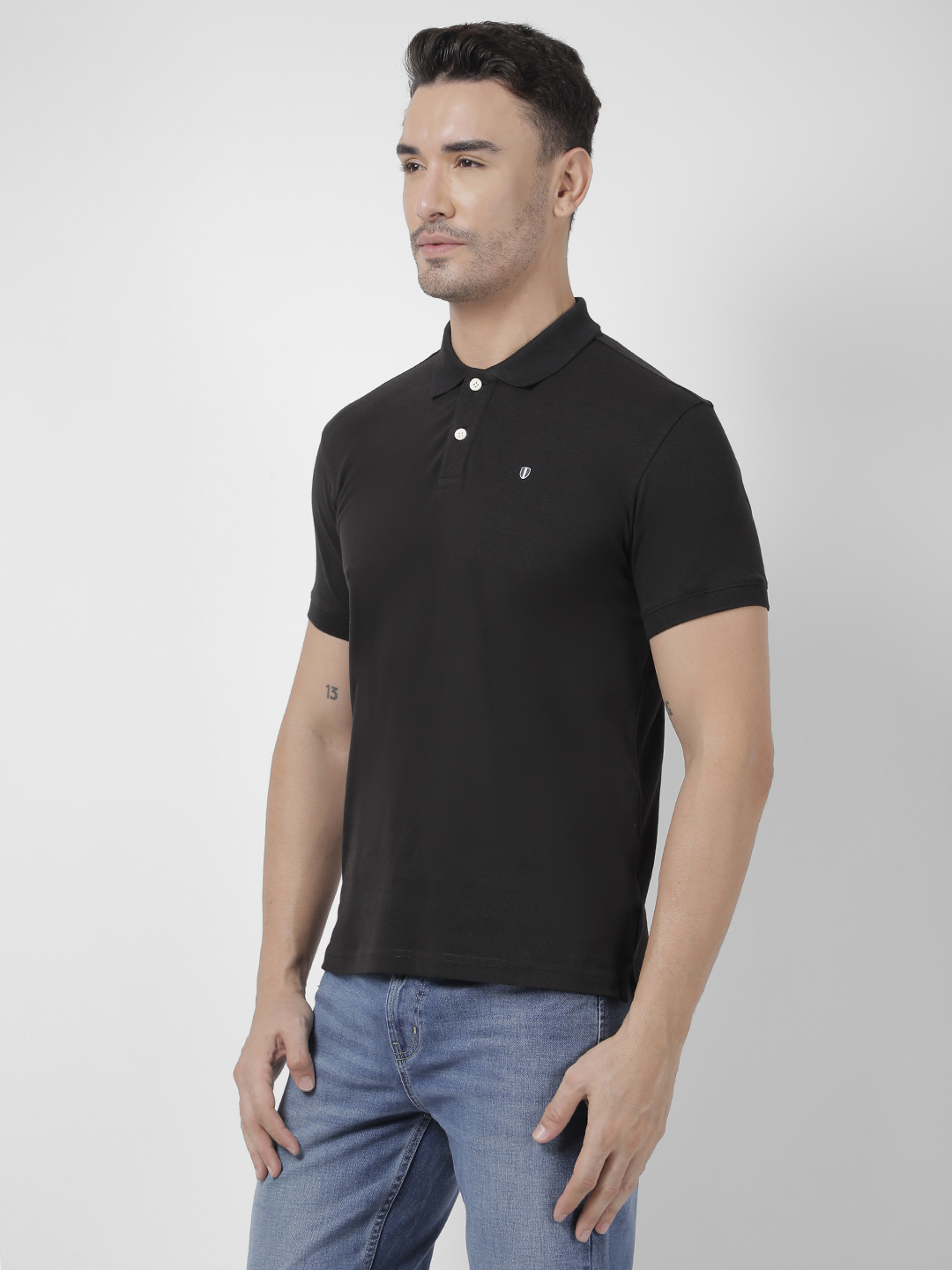 Numero Uno Men Embroidered Black T-Shirt